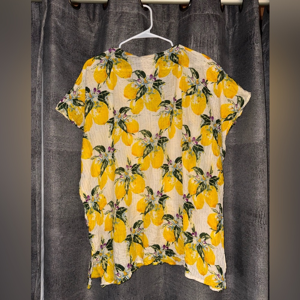 Z&L Lemon Print Tassel Kimono Top - Picture 4 of 8
